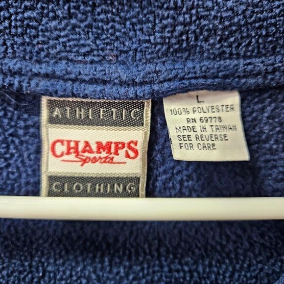 Champs Sports Sweater Mens Large Blue Fleece 1/4 Zip Pullover Jacket - Picture 4 of 10